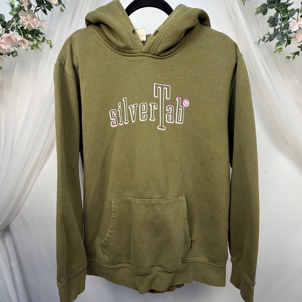 Levis SilverTab Hoodie Olive Green Graphic Logo Sweatshirt XL 38424-0039